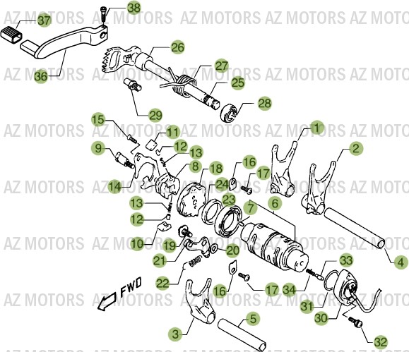 Commande Boite A Vitesses BETA Pièces ALP 4.0 350cc EURO2 [2007]