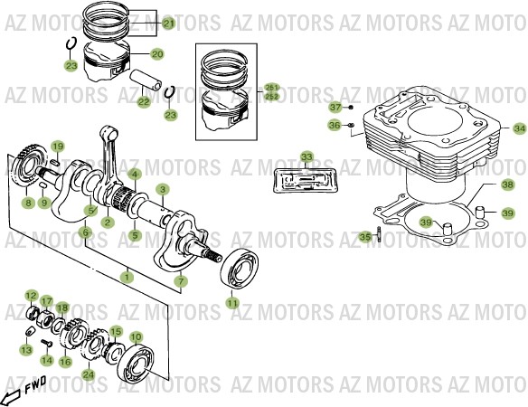 Vilebrequin   Piston   Contre Arbre BETA Pièces ALP 4.0 350cc EURO2 [2007]