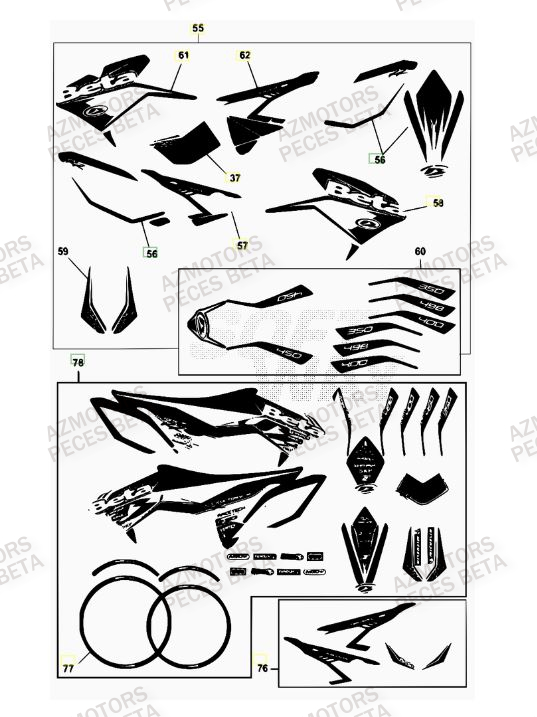 AUTOCOLLANTS UNIVERSAUX POUR JANTES ROUG BETA pour AUTOCOLLANTS de 400-RR-FACTORY-12