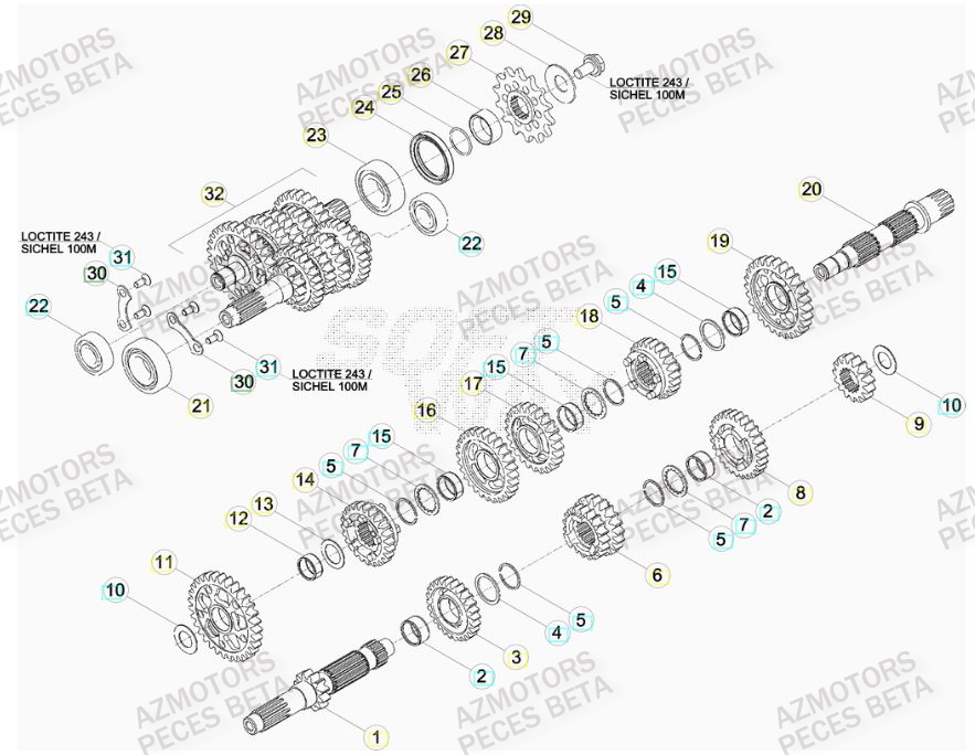 PIGNON DE TRANSMISSION SECONDA IRE BETA pour TRANSMISSION de 400-RR-FACTORY-12