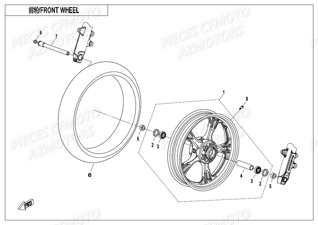 ROUE AVANT (SILVER BLACK) CFMOTO 400 NK 19