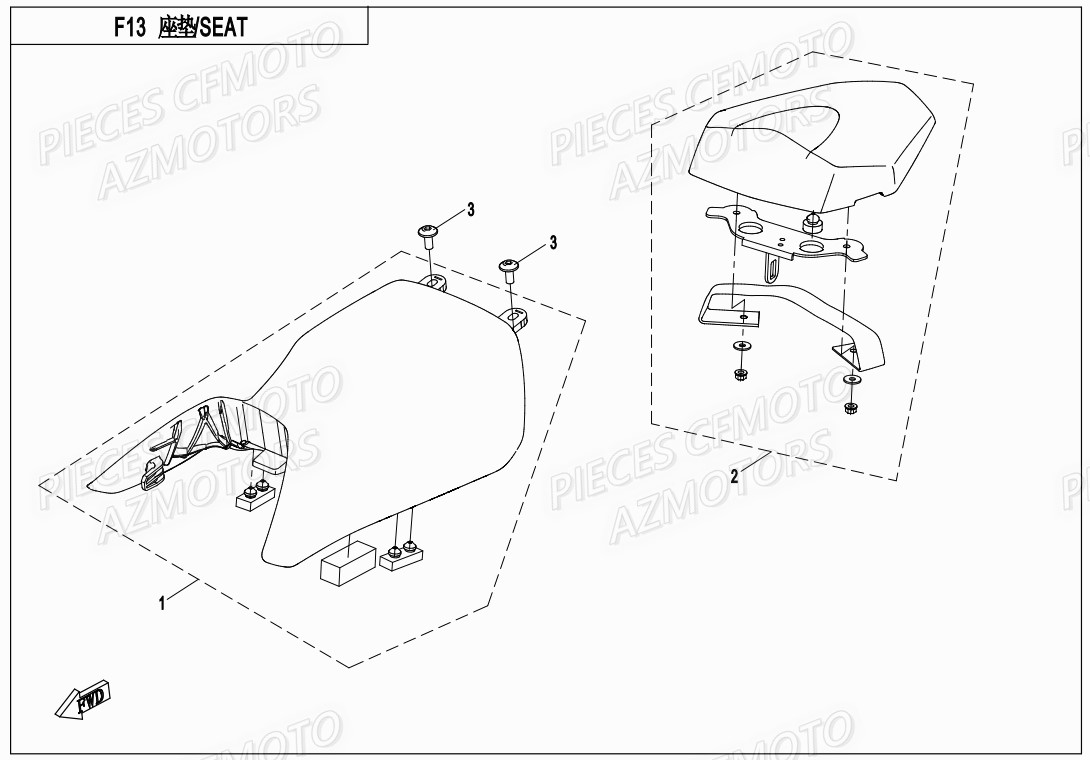 Selle (2018) AZMOTORS Pièces Origine CFMOTO 400 NK ABS (2019)