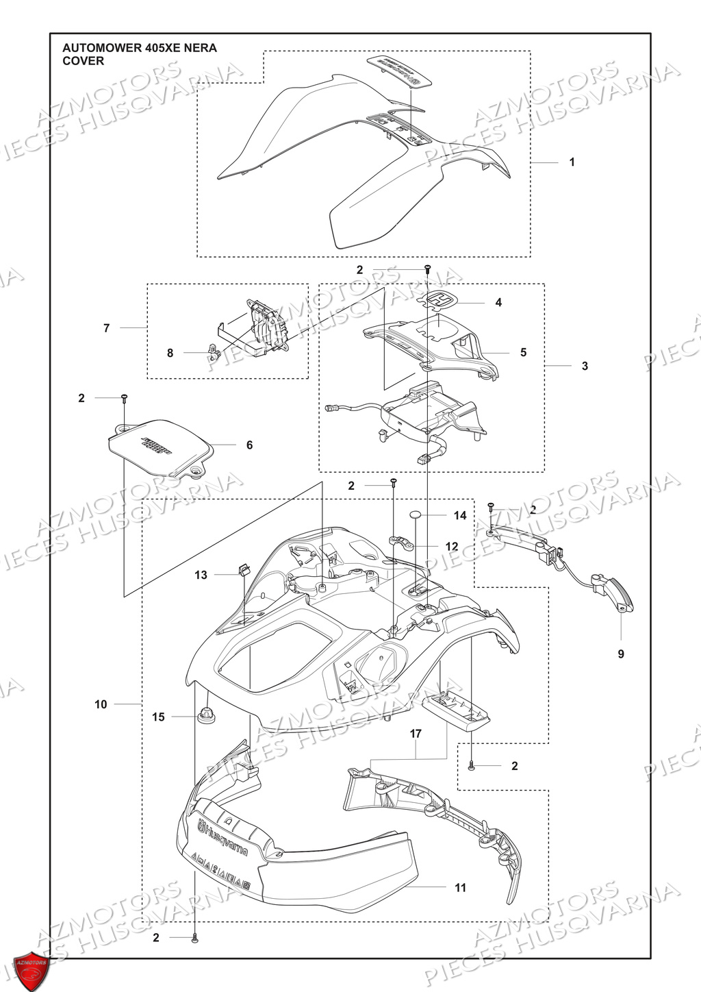 Couvercle HUSQVARNA PIECES 405XE NERA ROBOT TONDEUSE HUSQVARNA