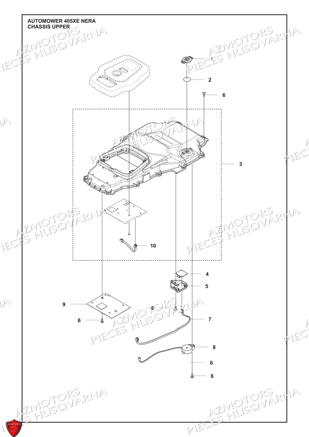 Partie Superieure Du Chassis HUSQVARNA PIECES 405XE NERA ROBOT TONDEUSE HUSQVARNA