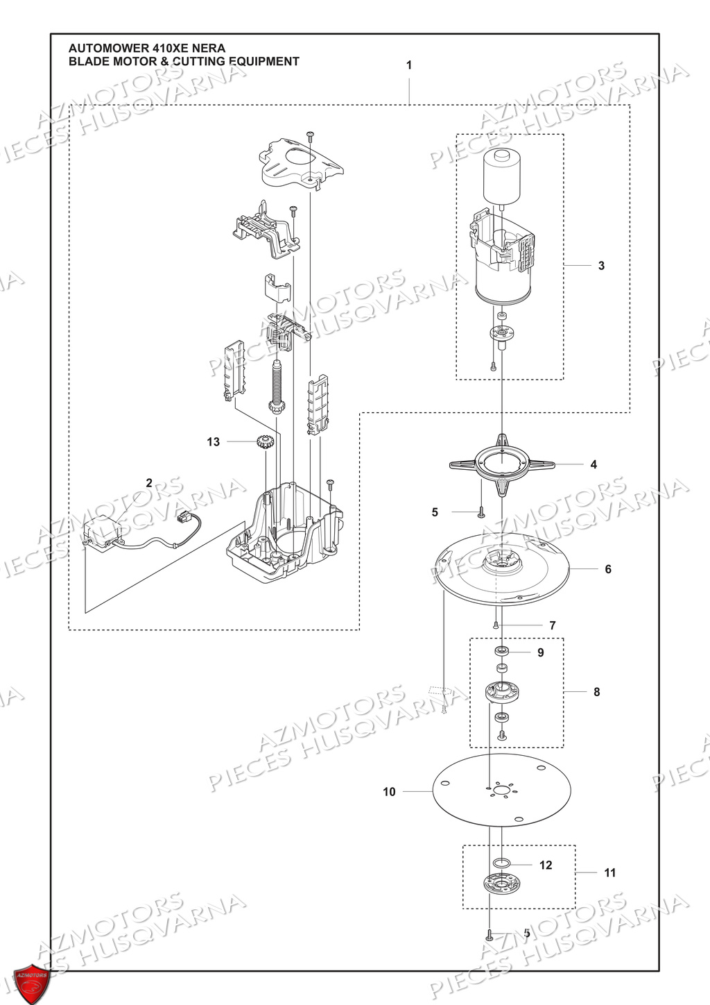 Moteur De Coupe Et Equipement De Coupe HUSQVARNA PIECES 410XE NERA ROBOT TONDEUSE HUSQVARNA