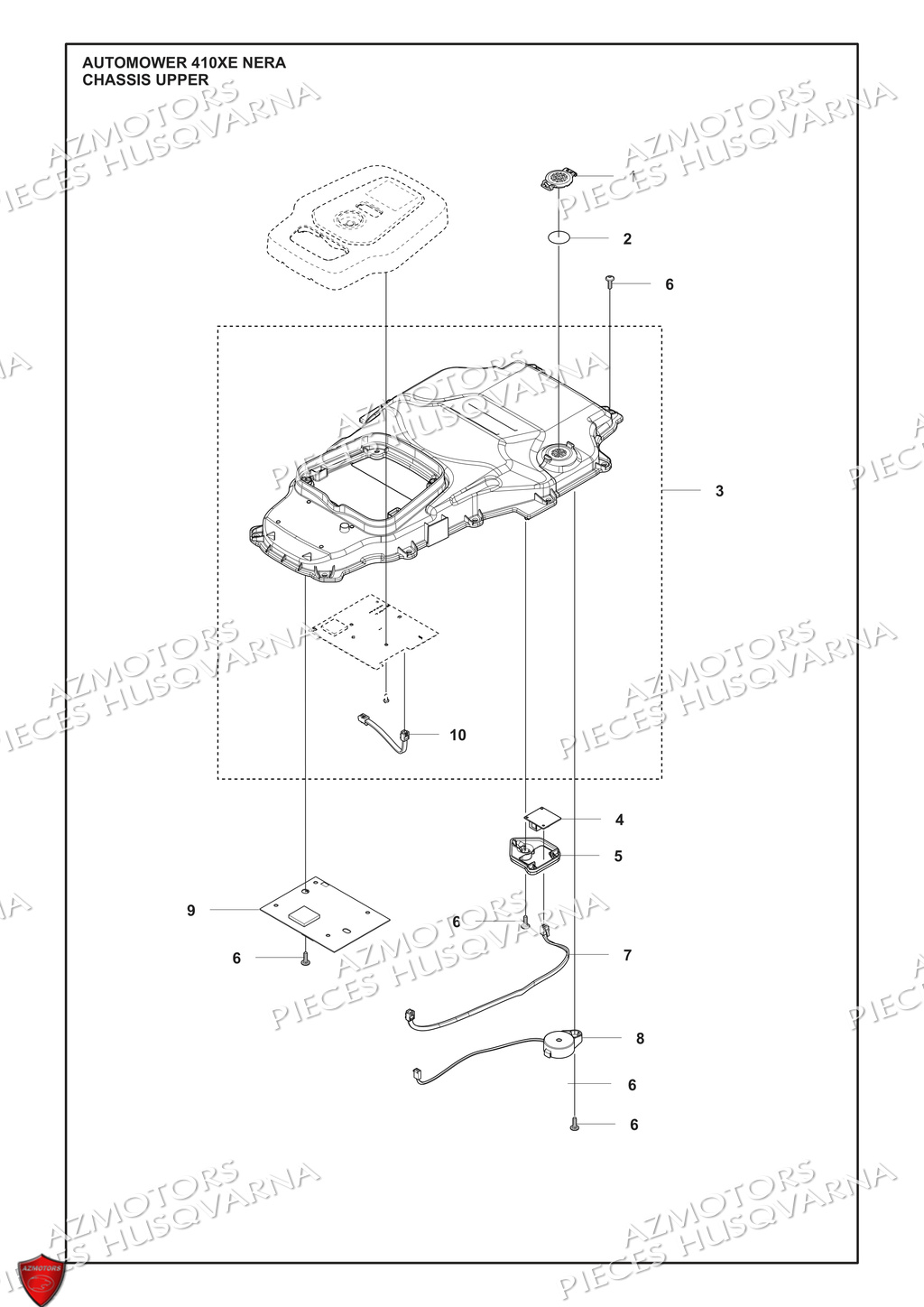 Partie Superieure Du Chassis HUSQVARNA PIECES 410XE NERA ROBOT TONDEUSE HUSQVARNA