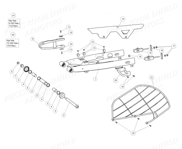 ACCESSOIRES BRAS OSCILLANT AZMOTORS 410 HIMALAYAN