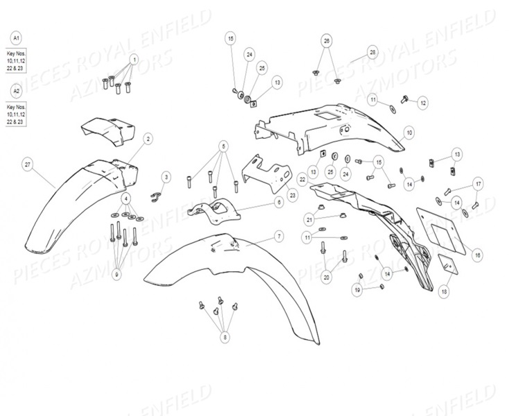 GARDE_BOUE_AVANT_ET_ARRIERE ROYAL ENFIELD Pieces Origine Himalayan 410 Euro4