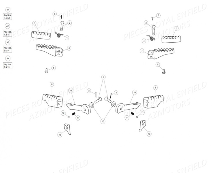 587885/D - C/C REPOSE PIEDS AR HIM.  (Royal Enfield) pour REPOSE PIEDS AVANT ET ARRIERE de 410 HIMALAYAN