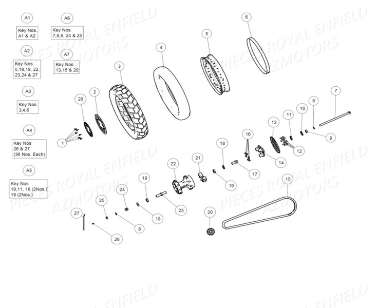 587701/C - MOYEU AR  (Royal Enfield) pour ROUE ARRIERE de 410 HIMALAYAN