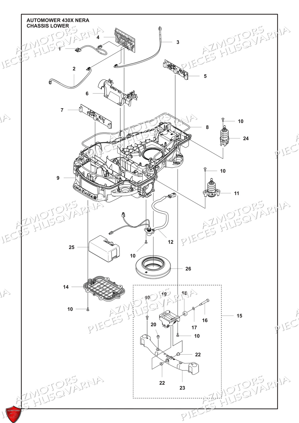 Chassis Inferieur HUSQVARNA PIECES 430X NERA NERA ROBOT TONDEUSE HUSQVARNA