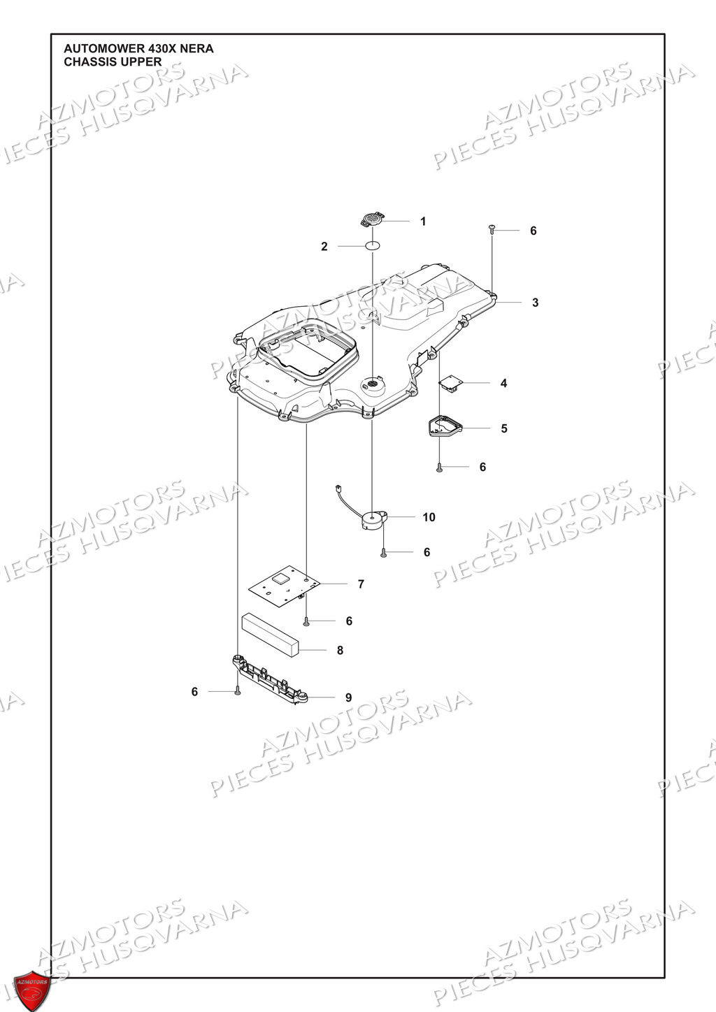 Partie Superieure Du Chassis HUSQVARNA PIECES 430X NERA NERA ROBOT TONDEUSE HUSQVARNA