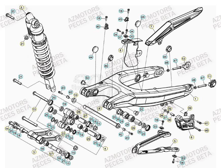 Bras Oscillant BETA Pièces BETA RR 4T RACING 430 -(2015)

