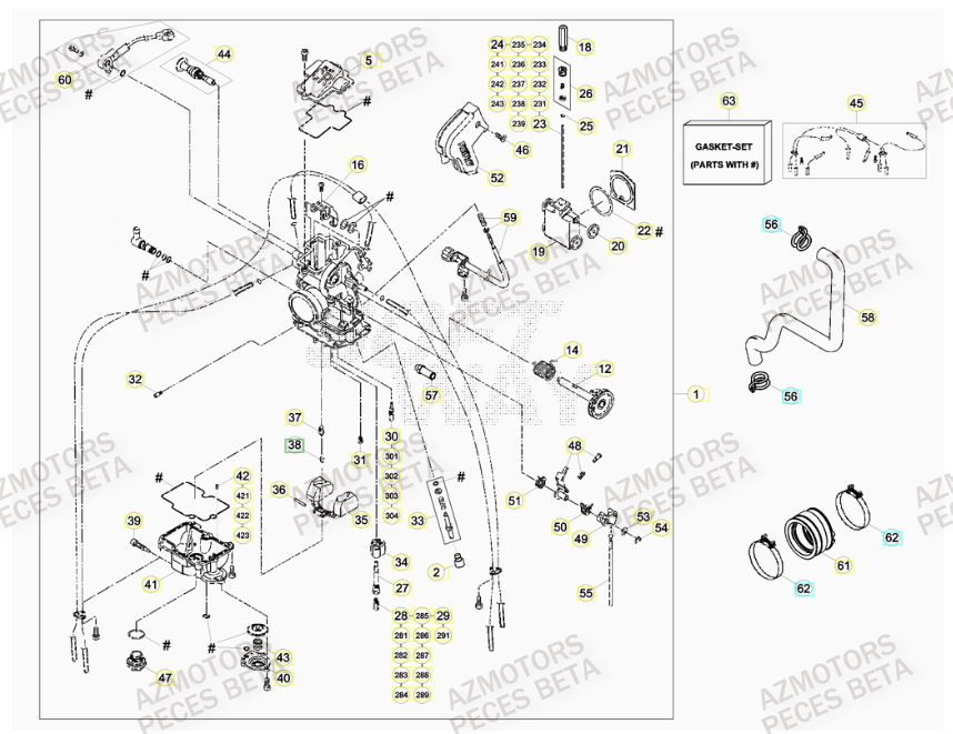 Carburateur BETA Pièces BETA RR 4T RACING 430 -(2015)

