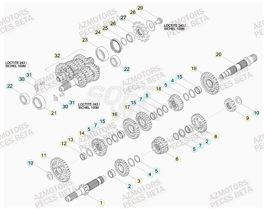 PIGNON DE TRANSMISSION SECONDA IRE BETA pour TRANSMISSION de 430 RR RACING 15