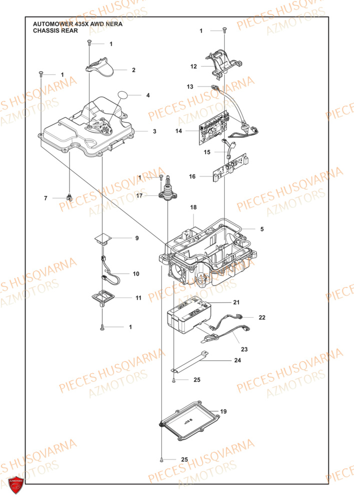 Arriere Du Chassis HUSQVARNA PIECES 435X AWD NERA ROBOT TONDEUSE HUSQVARNA