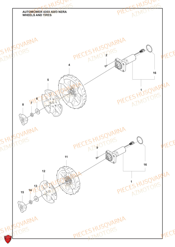Roues Et Pneus HUSQVARNA PIECES 435X AWD NERA ROBOT TONDEUSE HUSQVARNA