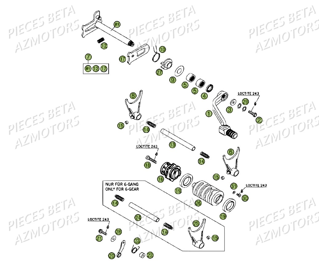 Commande Boite A Vitesses BETA Pièces BETA RR 4T 450 - 2007