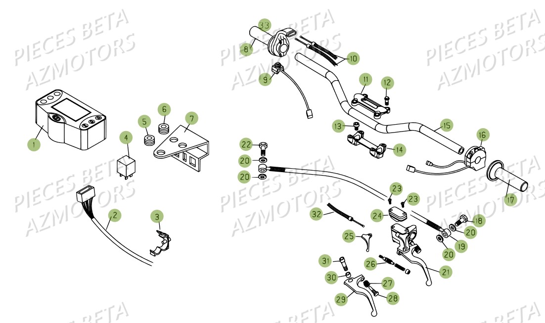GUIDON RR 4T  07 BETA pour COMMANDES-GUIDON de 450-RR-2007