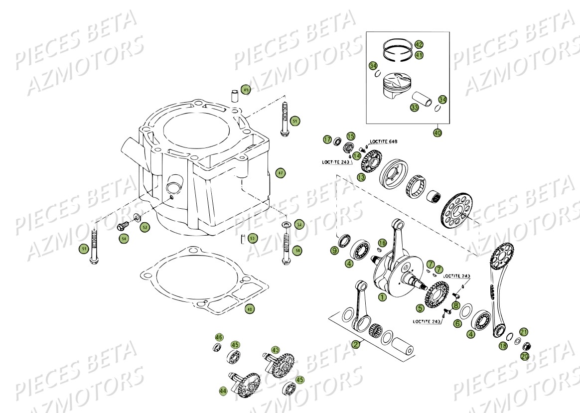 Vilebrequin Piston Contre Arbre BETA Pièces BETA RR 4T 450 - 2007