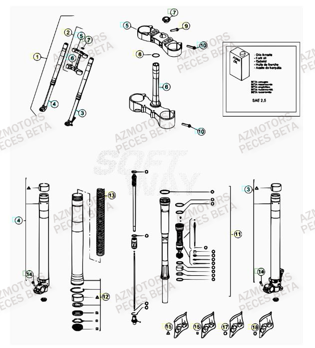 FOURCHE DU No SERIE 0250001 A 0260000 BETA 450 RR FACTORY 12