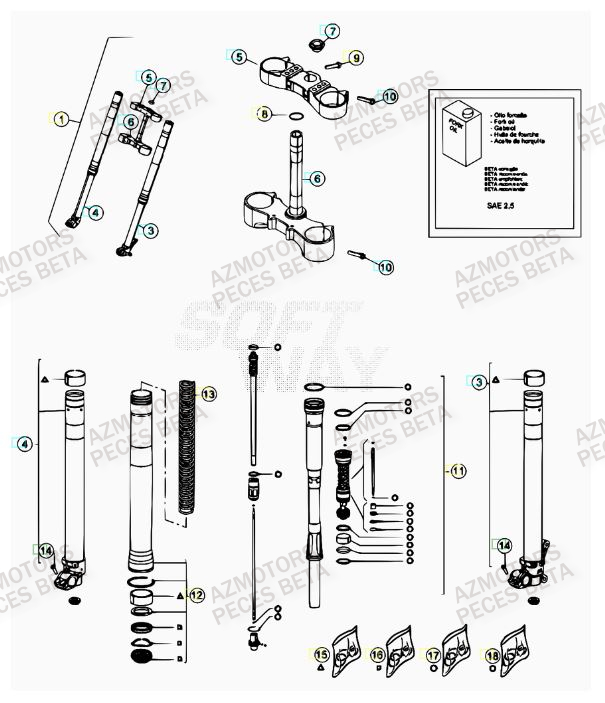 FOURCHE DU No SERIE 0260001 A 0270000 BETA 450 RR FACTORY 12