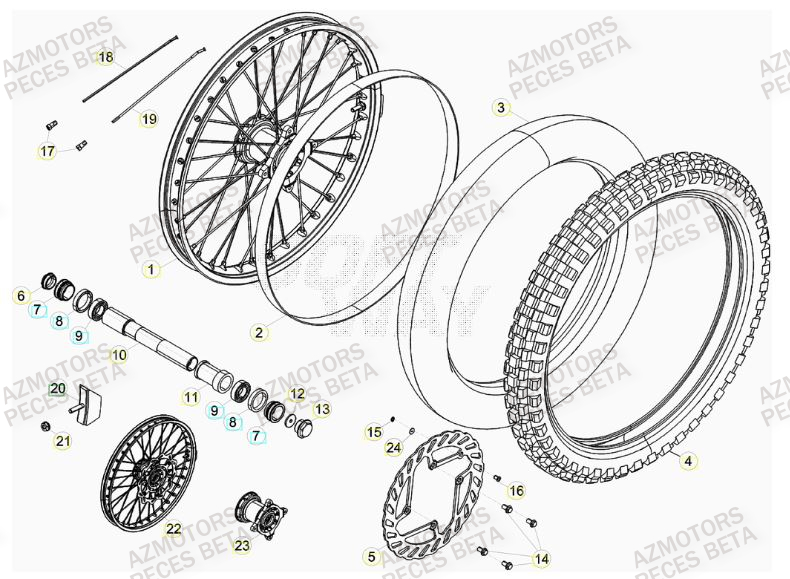 ROUE AVANT DU No SERIE 0260001 A 0270000 BETA 450 RR FACTORY 12