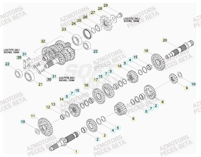 PIGNON DE TRANSMISSION SECONDA IRE BETA pour TRANSMISSION de 450-RR-FACTORY-12