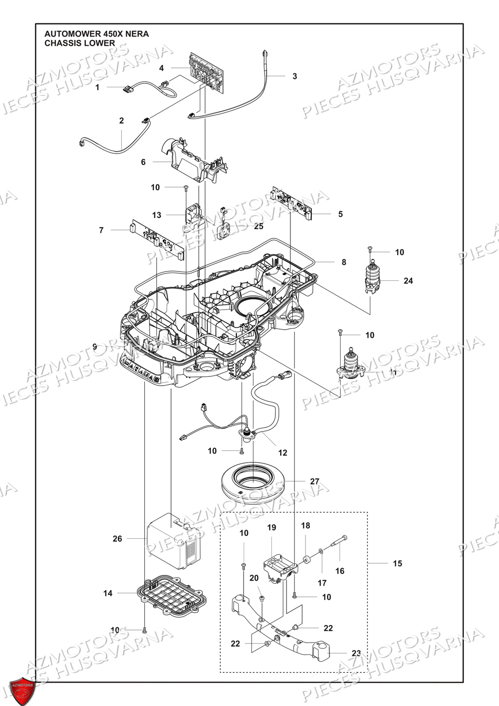 Chassis Inferieur HUSQVARNA PIECES 450X NERA NERA ROBOT TONDEUSE HUSQVARNA