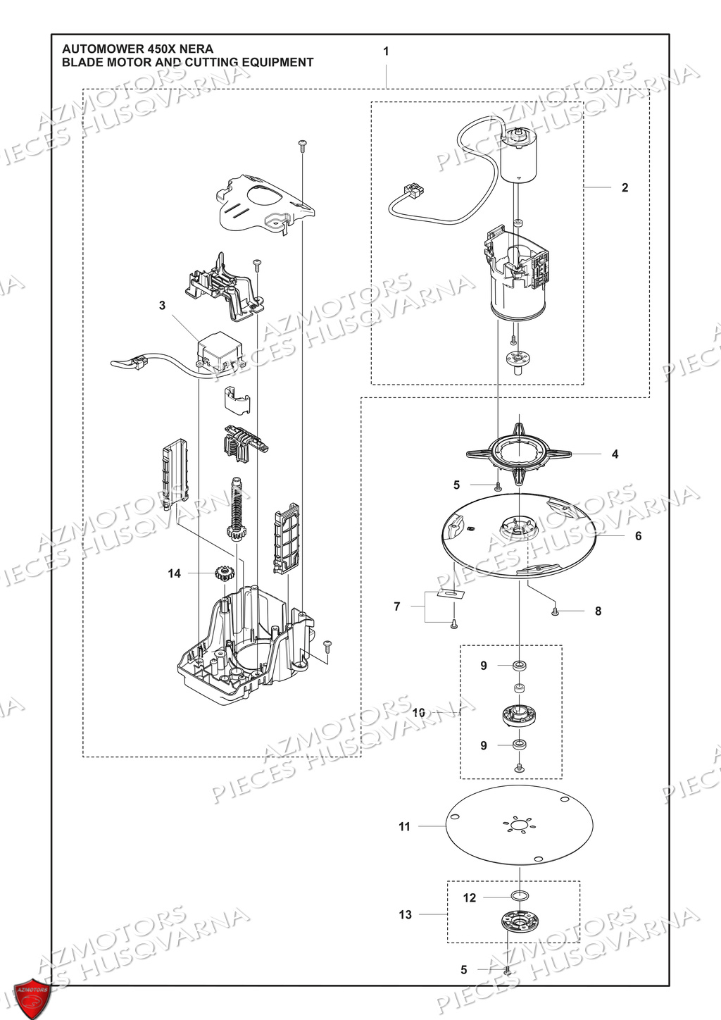 Moteur De Coupe Et Equipement De Coupe HUSQVARNA PIECES 450X NERA NERA ROBOT TONDEUSE HUSQVARNA