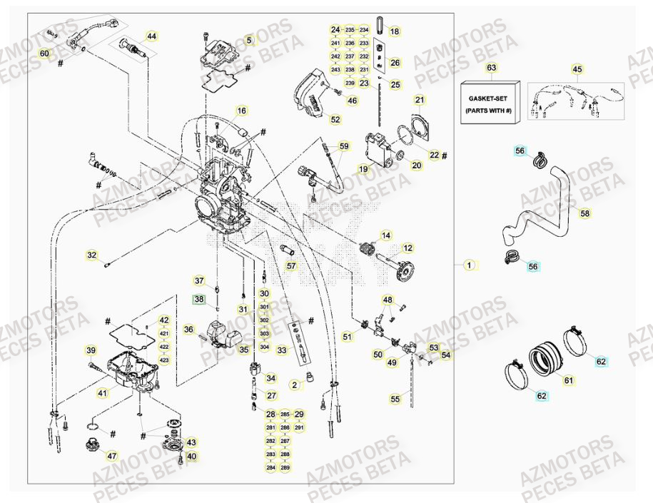 CARBURATEUR BETA Pièces BETA RR FACTORY 480cc 4T -(2015)