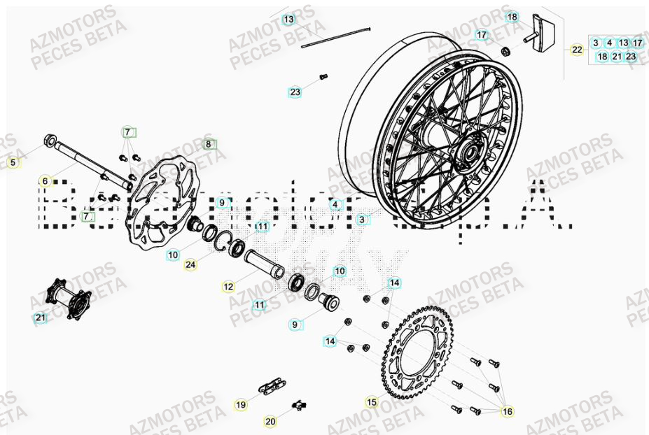 Roue Arriere BETA Pièces BETA RR 4T RACING 480 -(2015)

