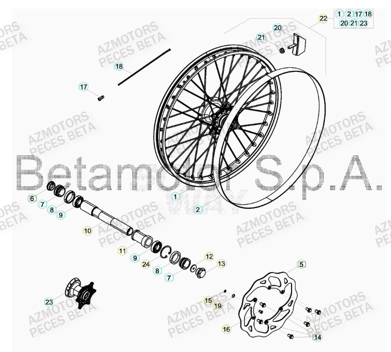 BOUCHON PIVOT ROUE BETA pour ROUE AVANT de 480 RR RACING 15
