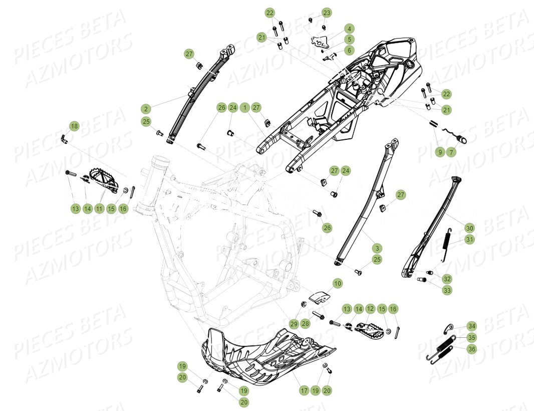 REPOSE-PIEDS BETA pour ACCESSOIRES DU CHASSIS de 480 RR RACING 17