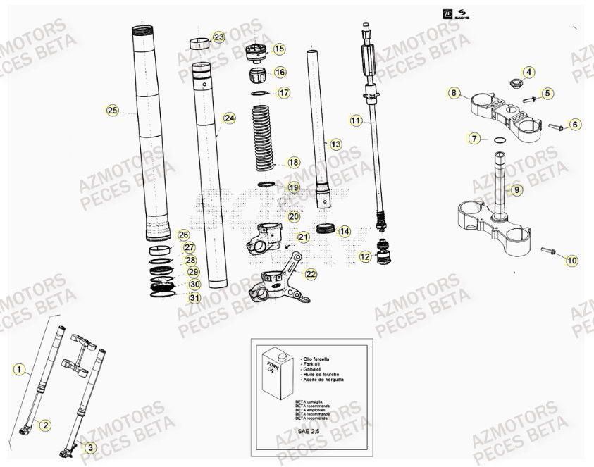 Fourche Du No Serie 0300405 A 0350000 BETA Pièces BETA RR FACTORY 498cc 4T - [2012]