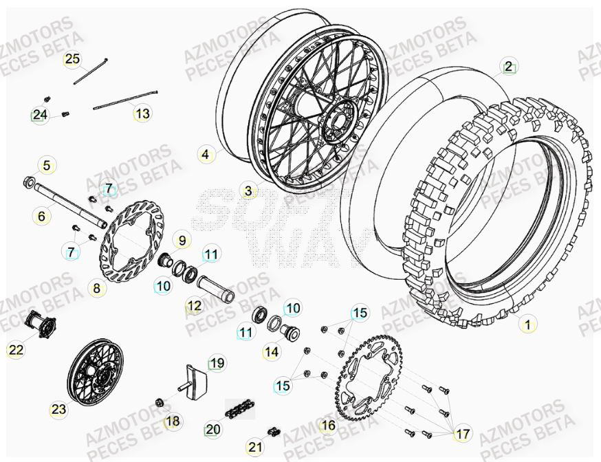 Roue Arriere Du No Serie 0300405 A 0350000 BETA Pièces BETA RR FACTORY 498cc 4T - [2012]