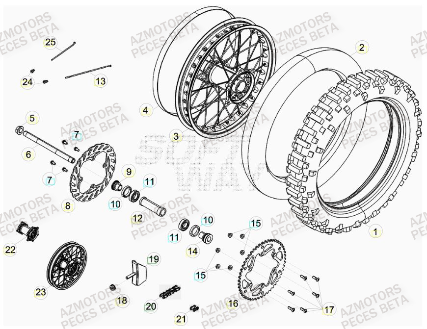 Roue Arriere Du No Serie 0350001 A 0360000 BETA Pièces BETA RR FACTORY 498cc 4T - [2012]