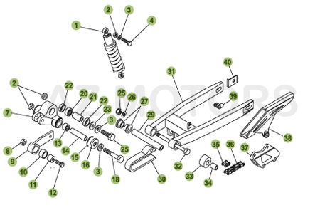 FOURCHE ARRIERE SUSPENSION AR BETA 50 RR 05 06