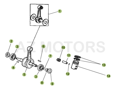 Vilebrequin   Piston   Contre Arbre BETA Pièces BETA Enduro 50 RR - [2005-2006]