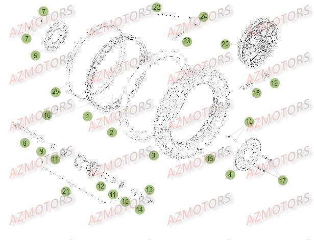 ROUE ARRIERE DU NO SERIE 472 A 99999 BETA 50 RR 12