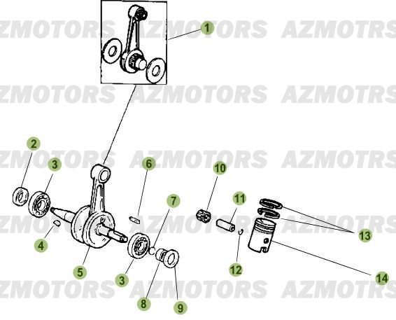 VILEBREQUIN PISTON CONTRE ARBRE BETA 50 RR 2010 11