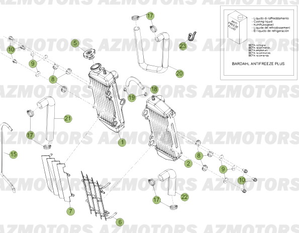 INSTALLATION DE REFROIDISSEMENT 2 BETA Pièces RR Enduro 50 RR FACTORY 2012