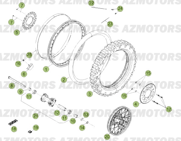 ROUE ARRIERE DU N SERIE 100001 A 100343 BETA 50 RRFAC 13 12