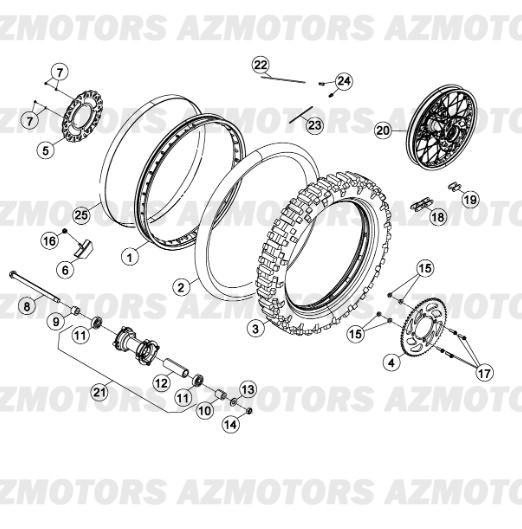 ROUE ARRIERE DU N SERIE 100344 A 199999 BETA 50 RRFAC 13 12