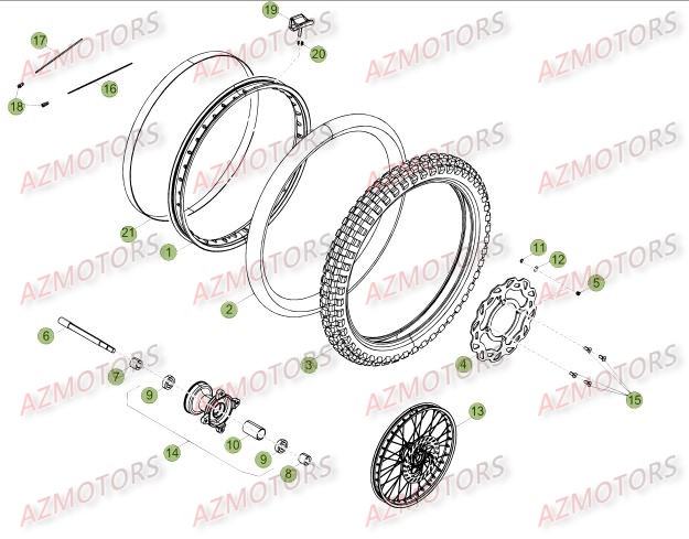 ROUE AVANT DU No SERIE 100344 A 199999 pour 50-RRFAC-15