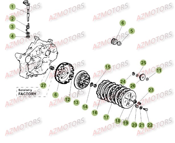 TRANSMISSION PRINCIPALE EMBRAYAGE BETA 50 RRFAC 15