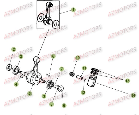 Vilebrequin Piston Contre Arbre BETA Pièces Beta 50 RR FACTORY - 2015-2014