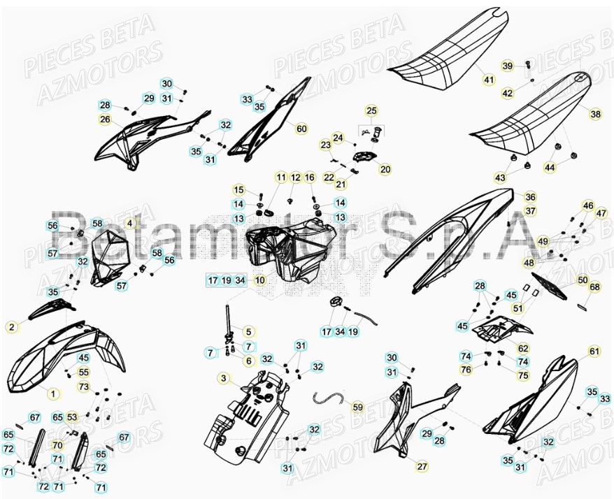 Vis de carénage Beta 50, 125, 250 origine (à l'unité) - Pièce moto