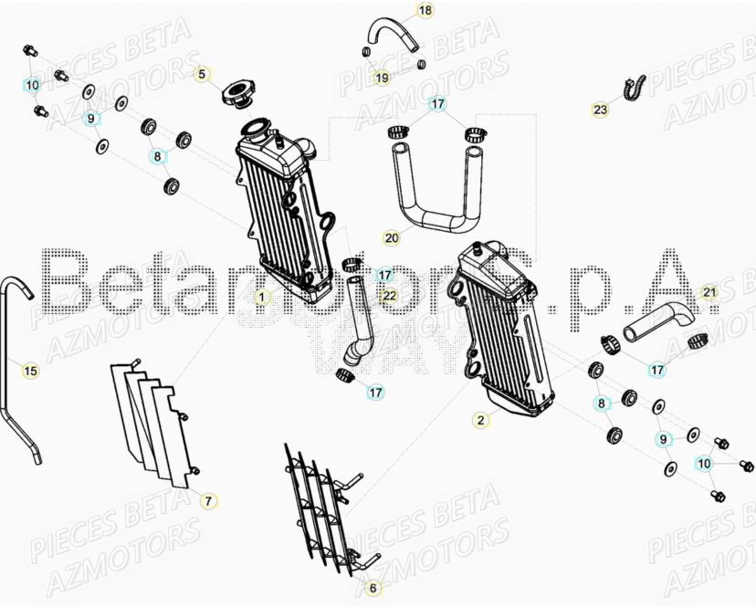 Beta rr 50 durite radiateur inférieur d'origine - pièce moto