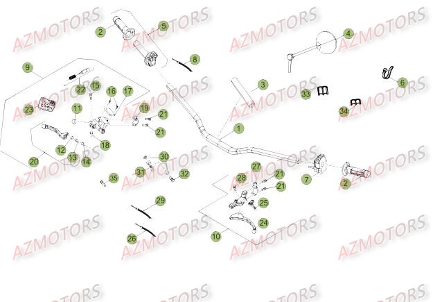 Commandes Guidon BETA Pièces Beta RR 50 SPORT - 2015-2014